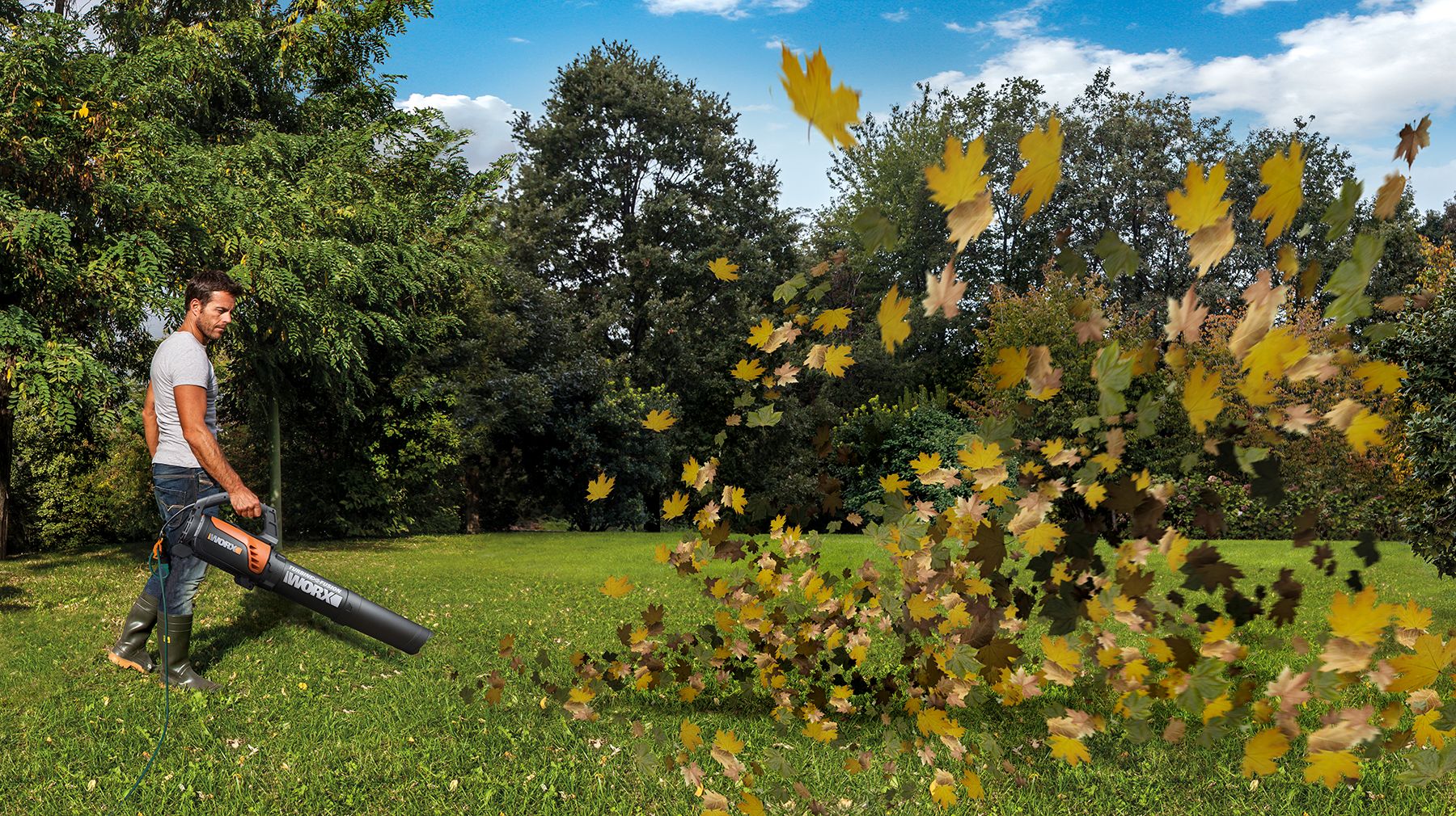 New WORX TURBINEFUSION Blower Mulcher Bagger Packs Punch in Fall